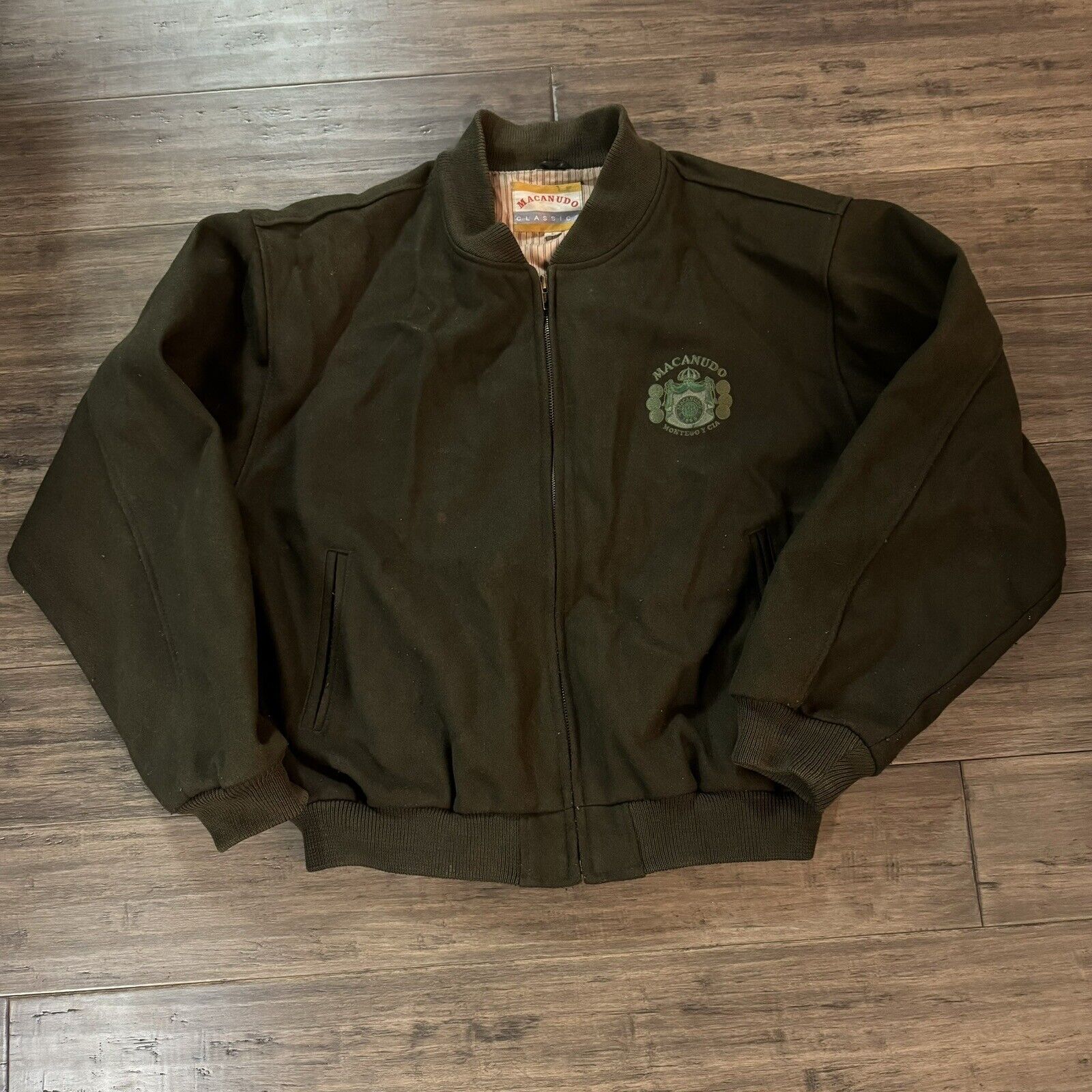 Macanudo Classics Wool Men’s Size Large Bomber Lined Vintage Green