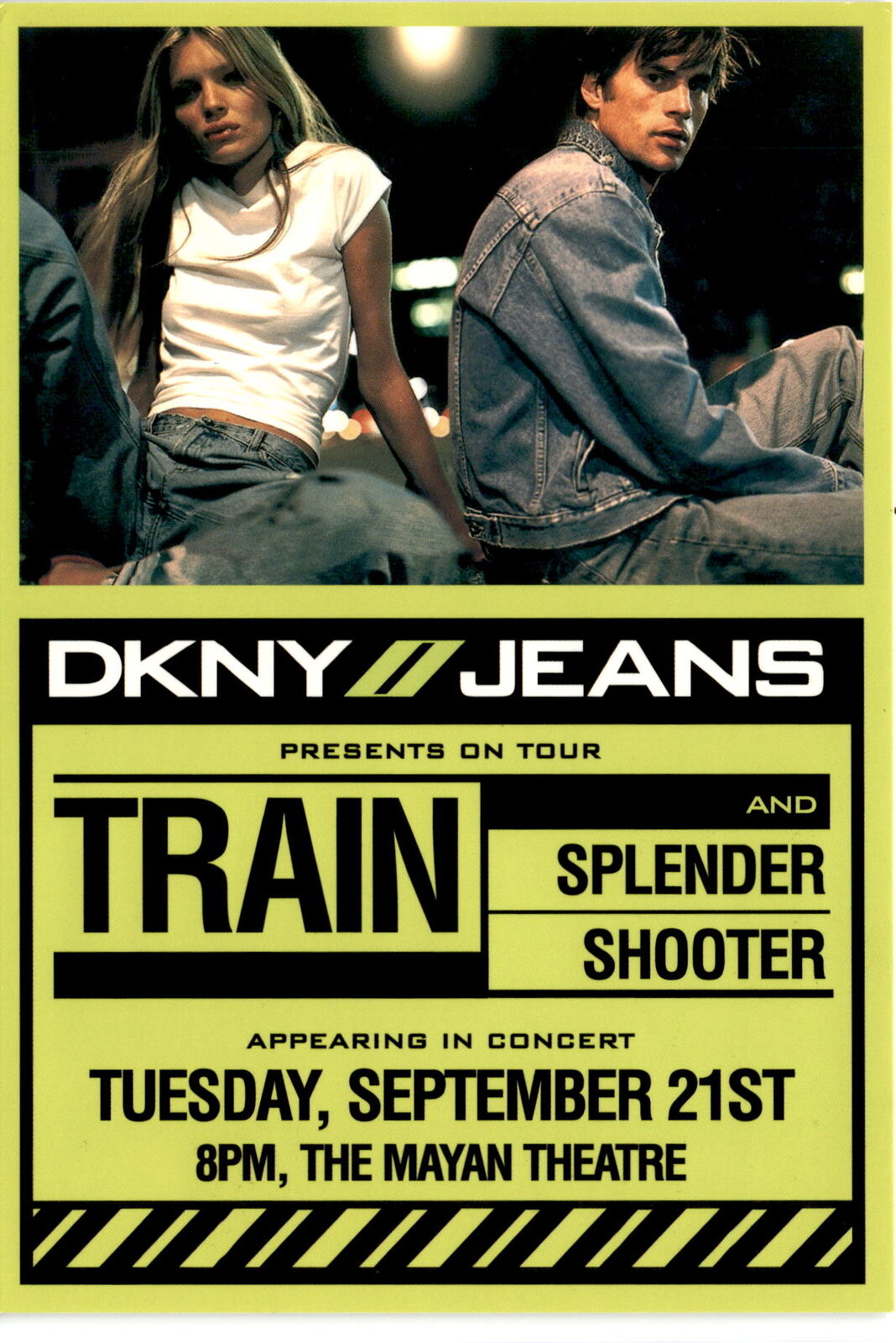 DKNY JEANS event, Train, Splender, concert, Tuesday, September 21st, Postcard