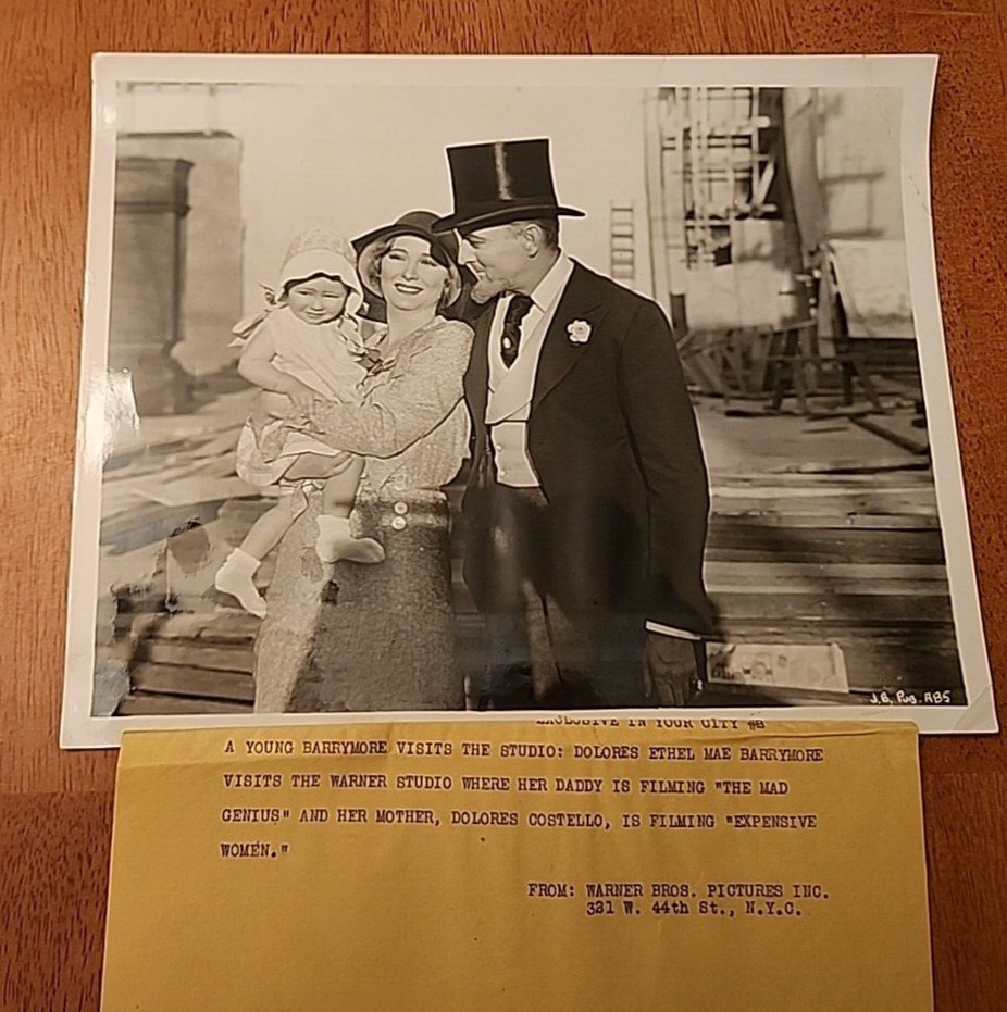 Original Press Photo John Barrymore Dolores Costello & Daughter Warner Bros.