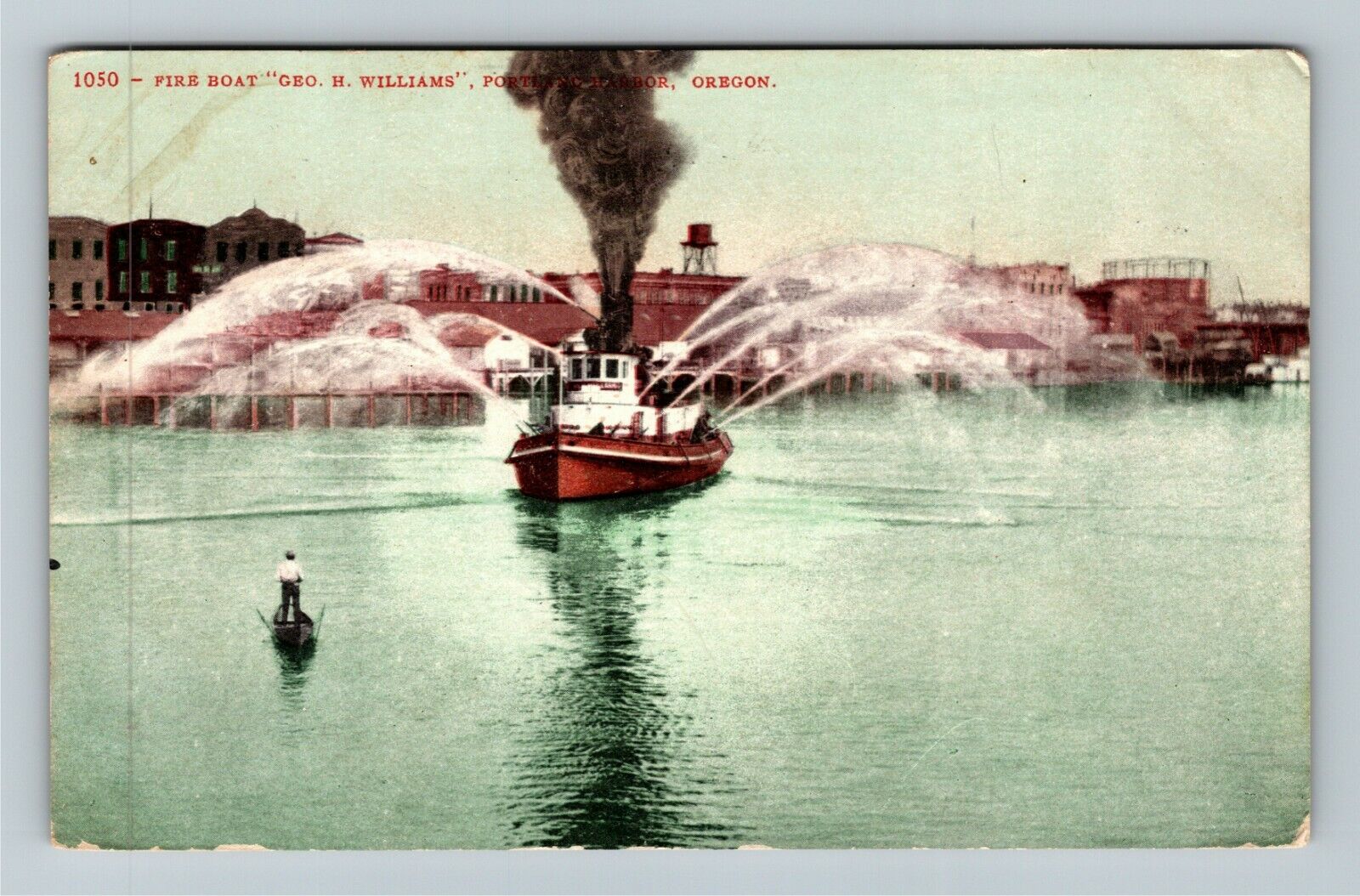 Portland OR-Oregon, Fireboat George Williams In Harbor, c1911 Vintage Postcard