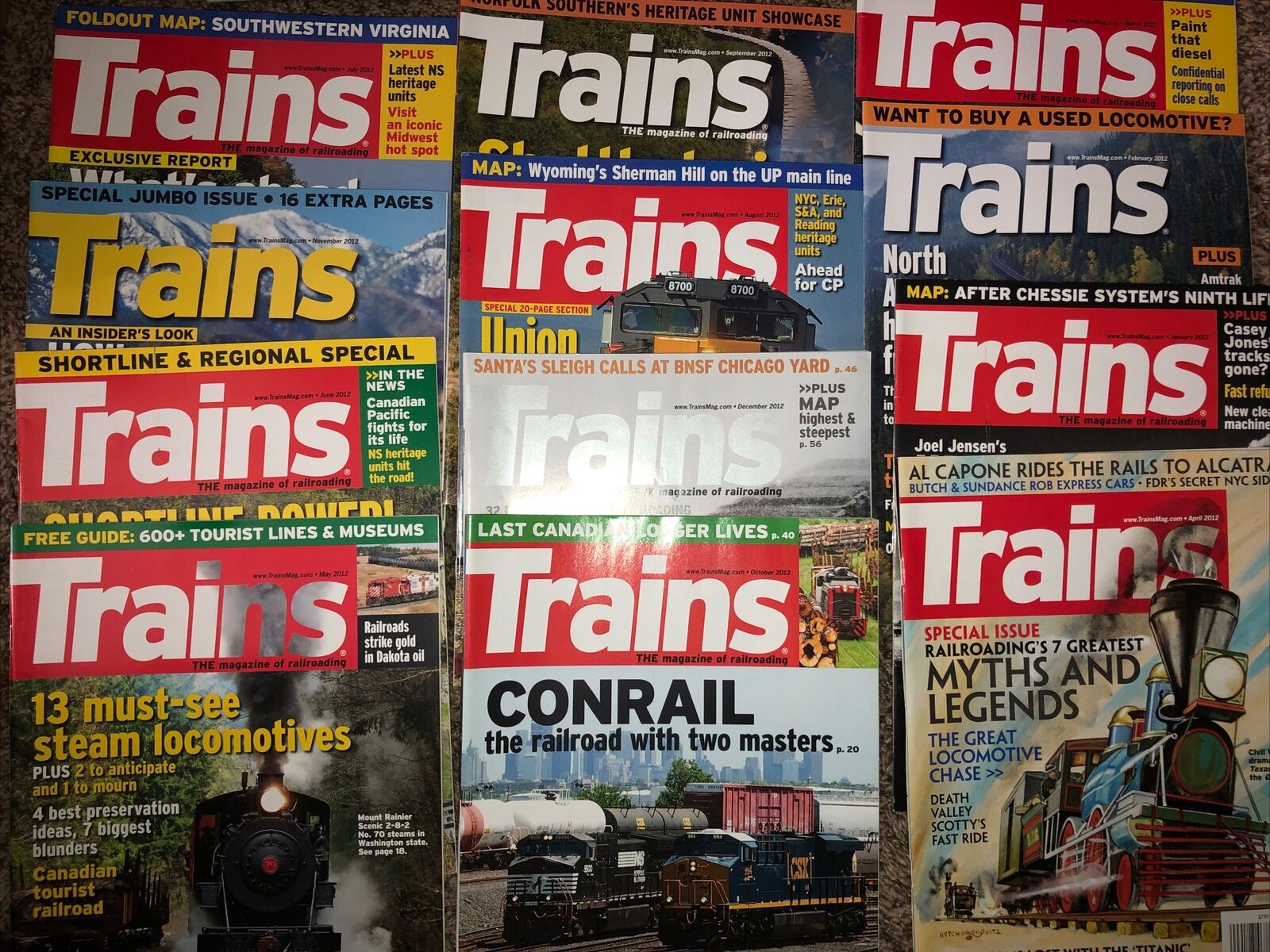 Trains 2012 Magazine 12 Issues January February March April May June July Aug
