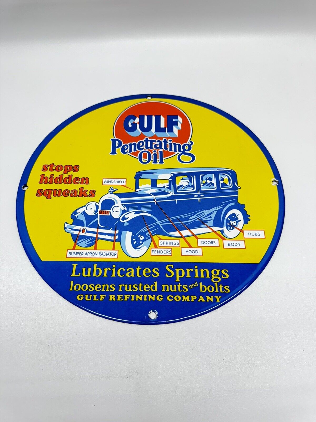 Gulf Penetrating Oil Vintage Style Porcelain Enamel Gasoline Station Sign