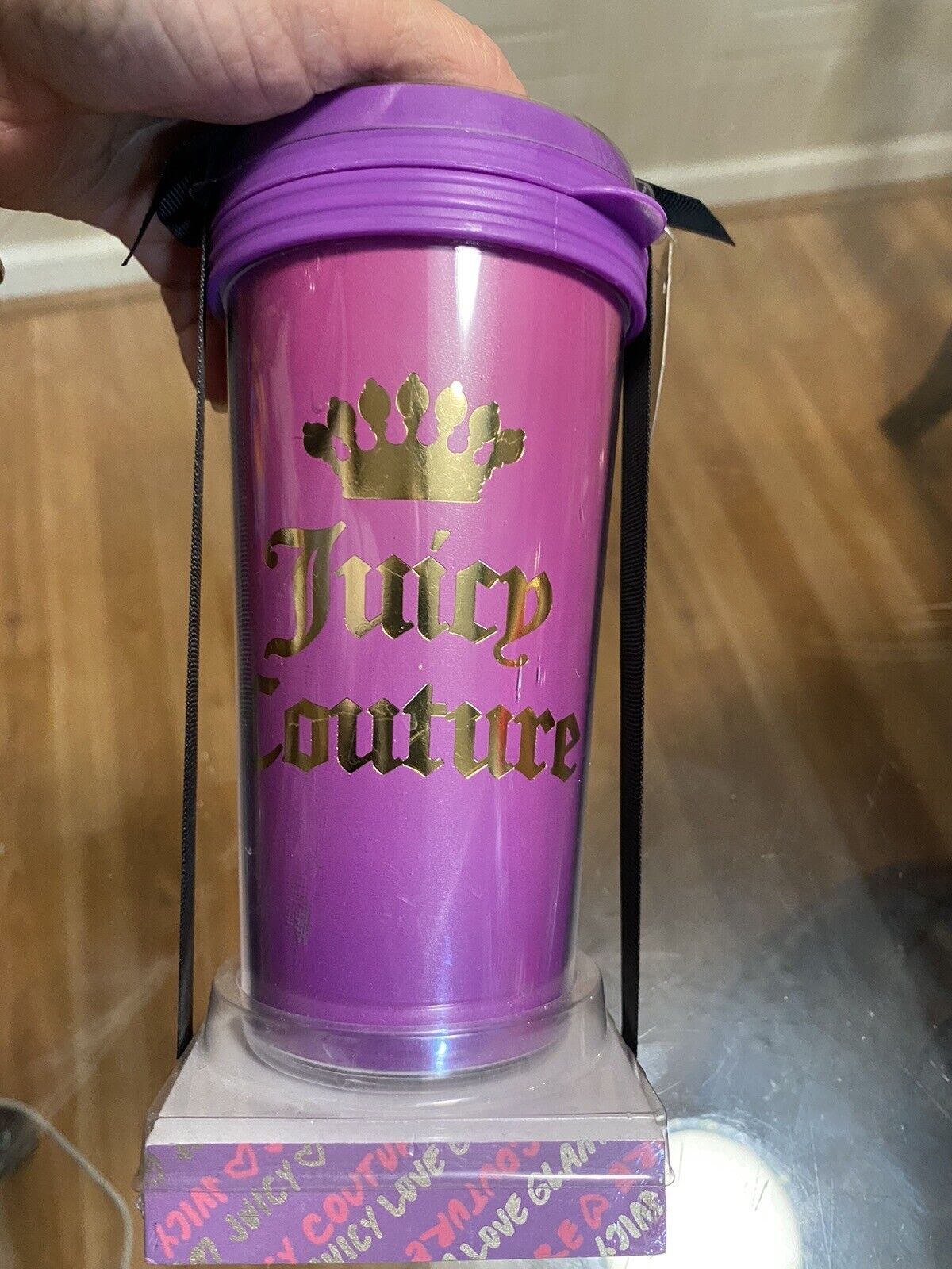Juicy Couture Love Glam Purple Cold Beverage Cup 7 Inch Tall Brand New NWT