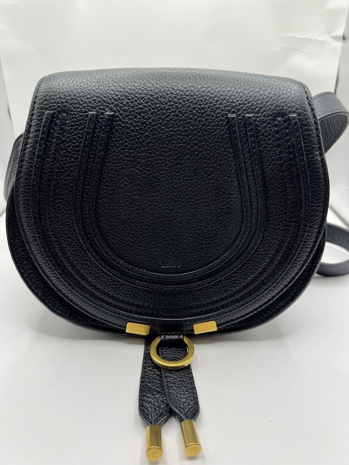 Chloe Nano Marcie Leather Saddle Bag Black Gold $750