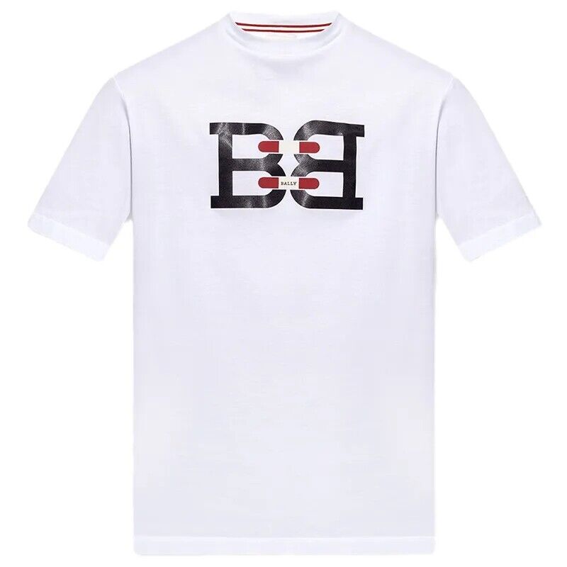 BALLY Men's Simple Letter Print Casual Versatile Round Neck Short Sleeve T-Shirt