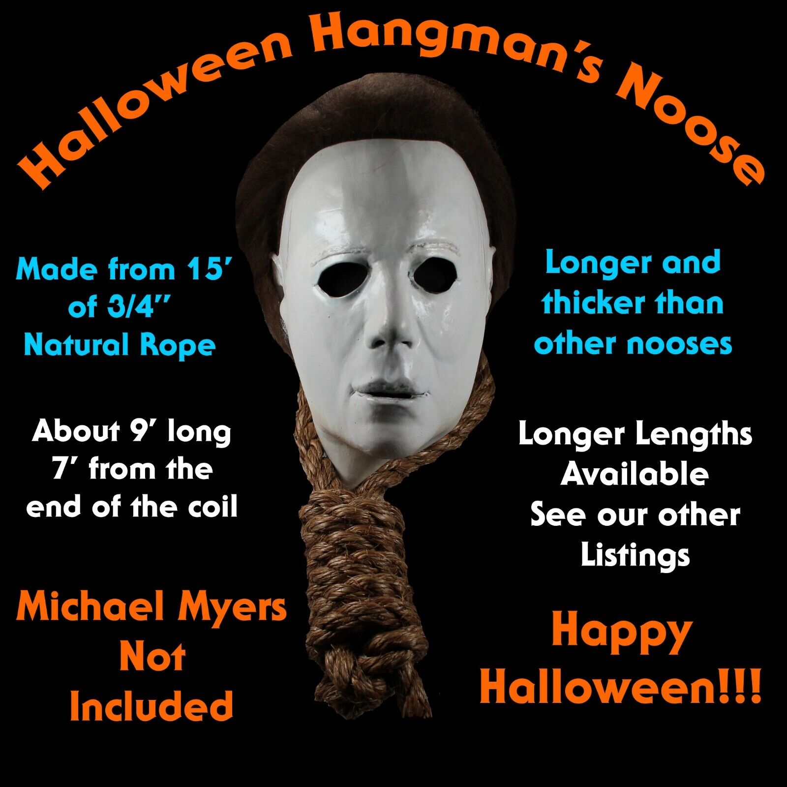 Halloween Horror Hangman\'s Noose Prop Made from 15\' of 3/4\