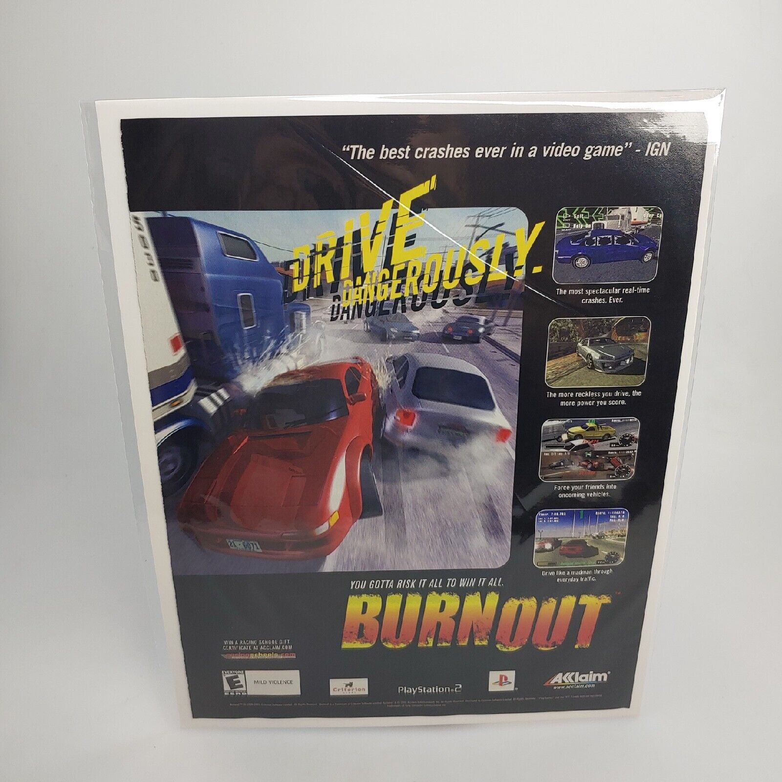 Video Game Single Page Print Ad Vintage - 2001 - Burnout PS2 