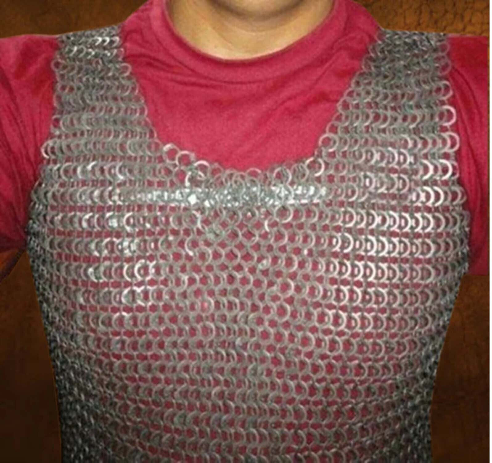 9 mm Chainmail Vest ,Flat Riveted with Washer, Sleeveless Chain Mail Shirt, Chai