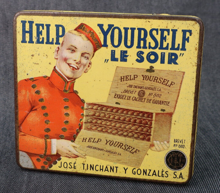Vintage Rare HELP YOURSELF 'Le Soir' Cigar Tobacco Tin ~ 100+Yrs. Old Cigarillo