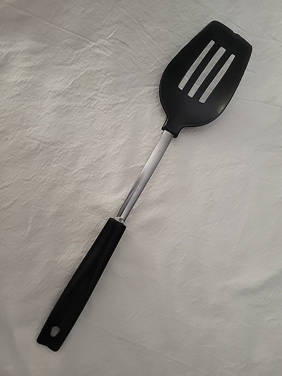 Vintage Ekco Black Heat Resistant Utensil Nylon Slotted Spoon 