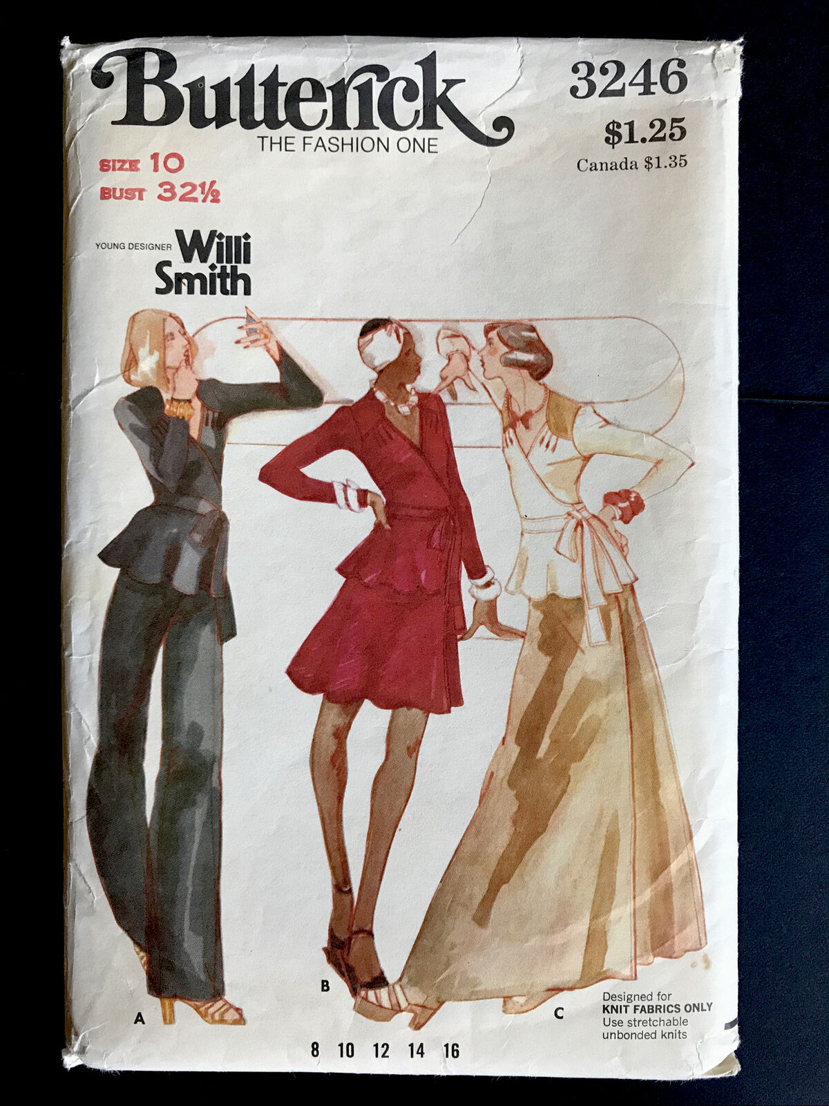 Willi Smith Butterick 3246 Misses Top Skirt Pants Sz 10 Sewing Pattern