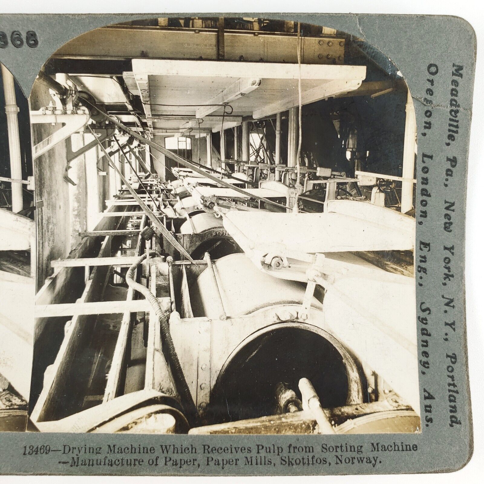 Skotfoss Bruk Paper Mill Stereoview c1906 Norway Drying Machine Factory H768