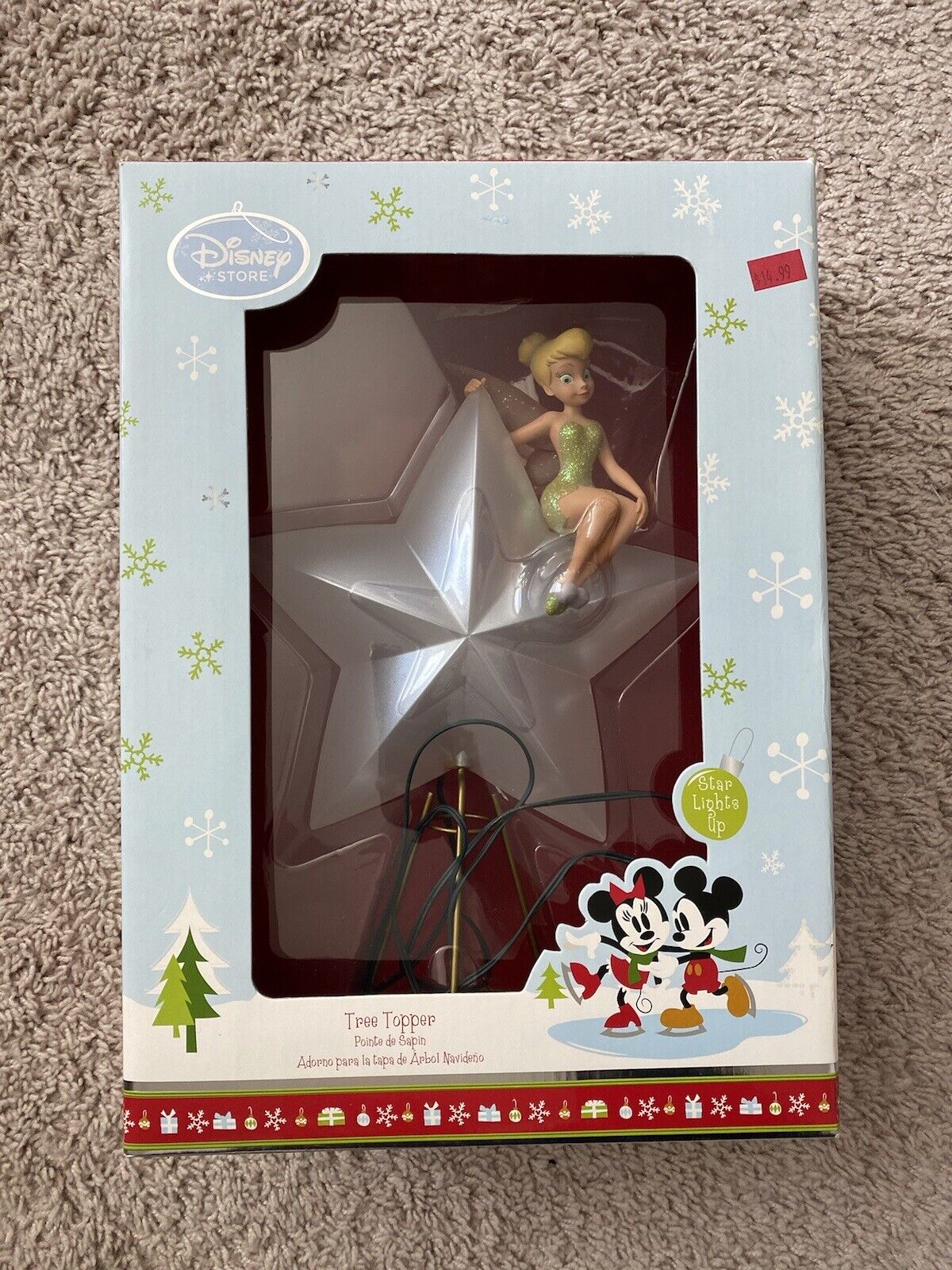 GENTLY USED Disney Store Tinker Bell Christmas Tree Topper, Battery Operated