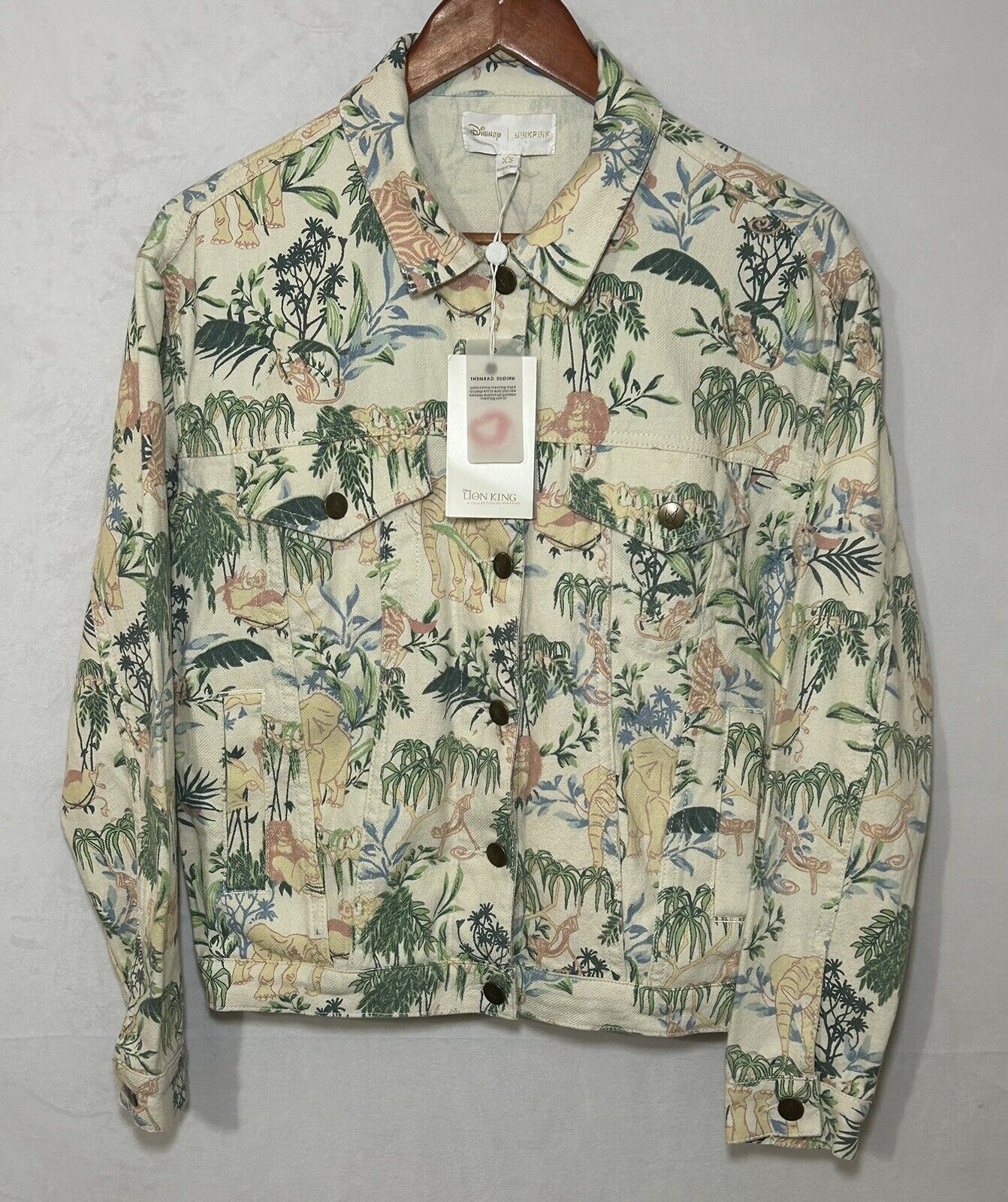 NWT Disney Women’s Size XS The Lion King In The Jungle Jacket By Mink Pink