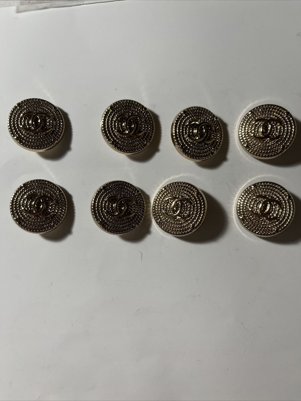 8 Chanel Buttons CC Logo Round Gold Metal 25 mm.