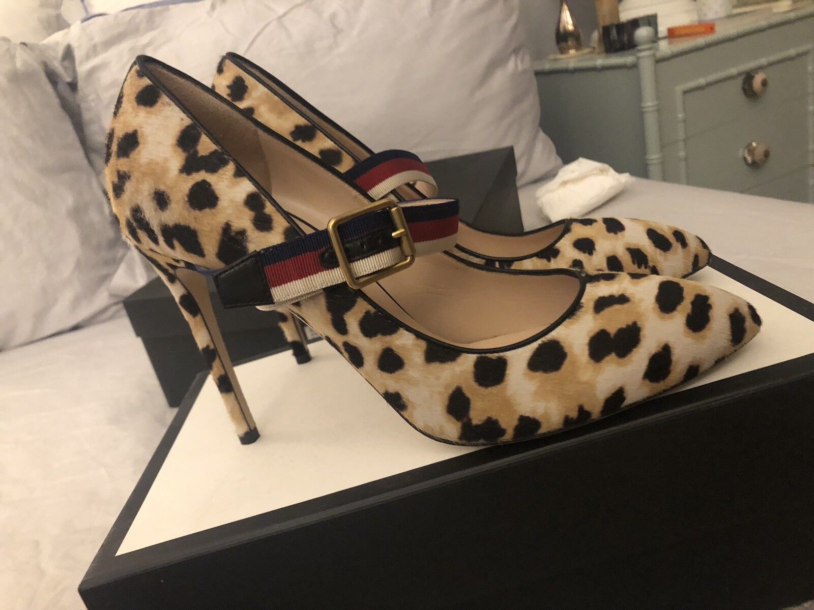 Gucci Size 41 Womens Sylvie Leopard Heel