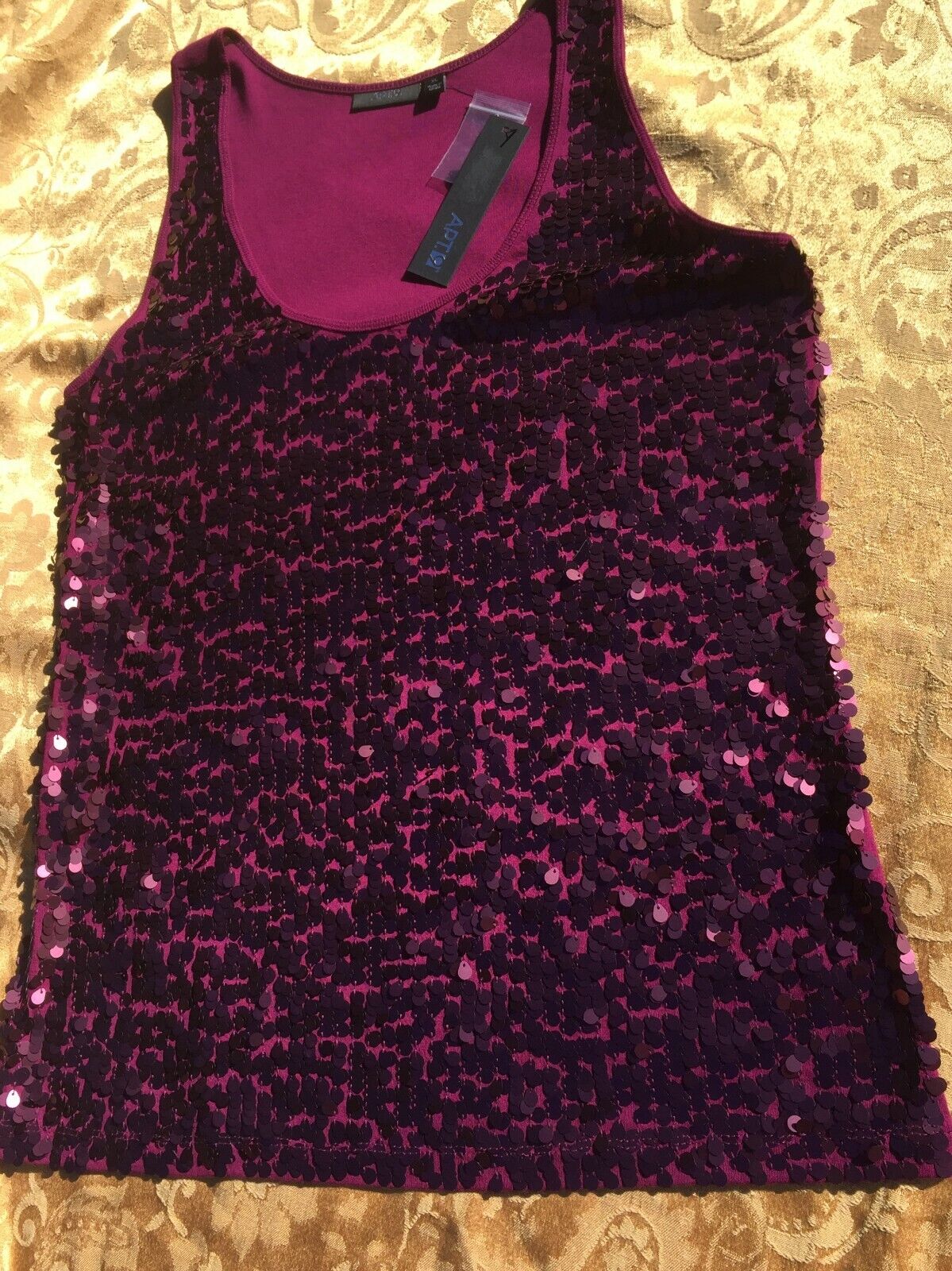 APT 9 SEQUIN BLOUSE TOP DEEP PURPLE SIZE XL SEXY VALENTINE TOP -LADY WOMAN TEEN