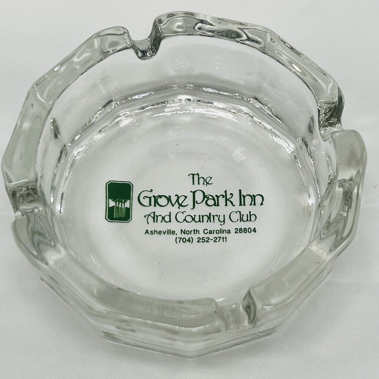 Vintage  The Grove Park Inn and Country Club Glass Ashtray Ash Tray Advertising