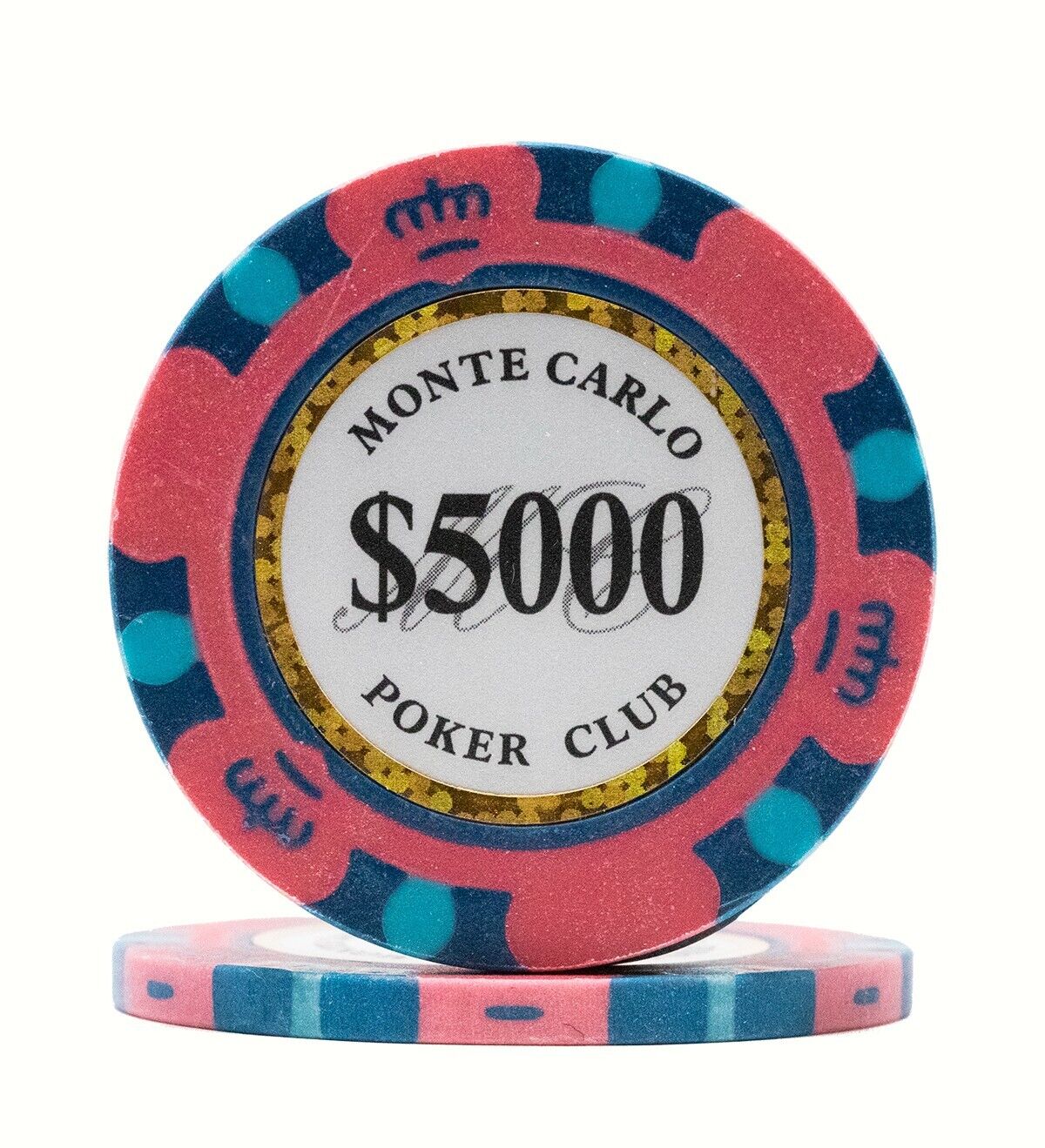 100 Da Vinci Premium 14 gr Clay Monte Carlo Poker Chips, Pink $5000 Denomination