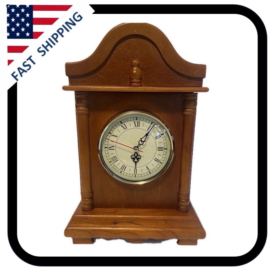 Vintage Solid Wood Hand Made Mantel Clock With Wellgain Quarts Movement