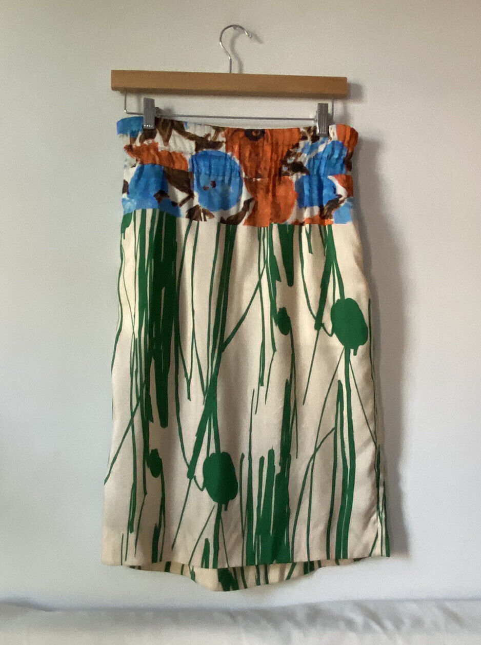 DRIES VAN NOTEN Floral Silk Skirt 38