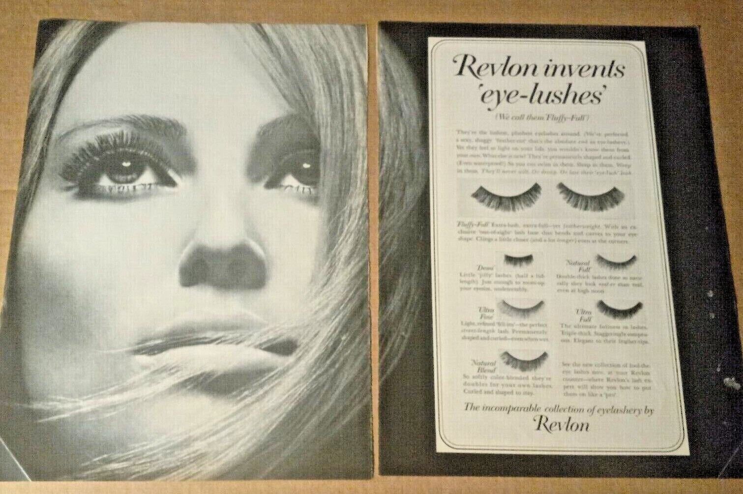 1969 print ad -CHERYL TIEGS- Revlon cosmetics false eyelashes 2-page Advertising