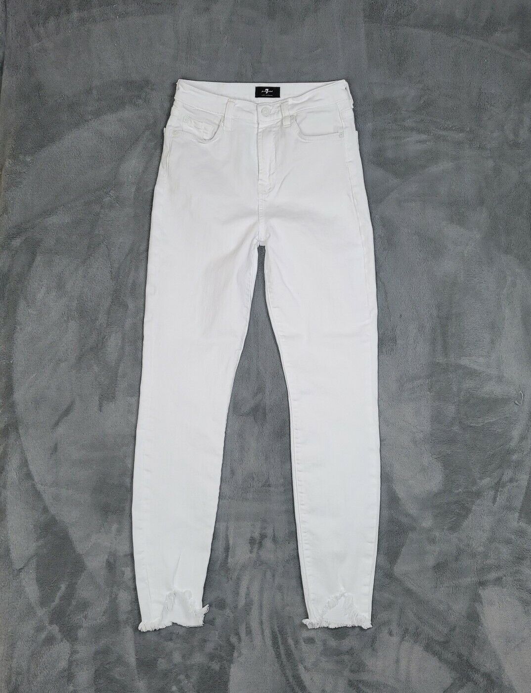 Jeans Womens Sz 26 The High Waste Ankle Skinny 7 For All Mankind White Raw Hem