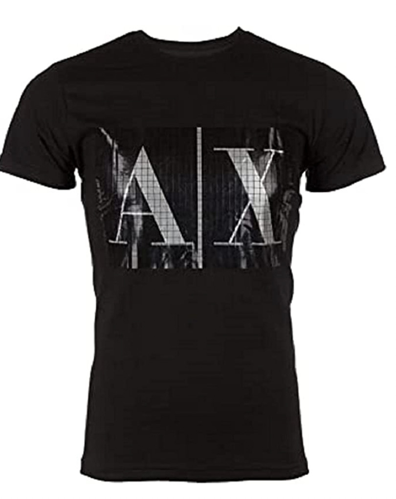 ARMANI EXCHANGE Black BOX LOGO Short Sleeve Slim Fit Designer T-shirt NWT