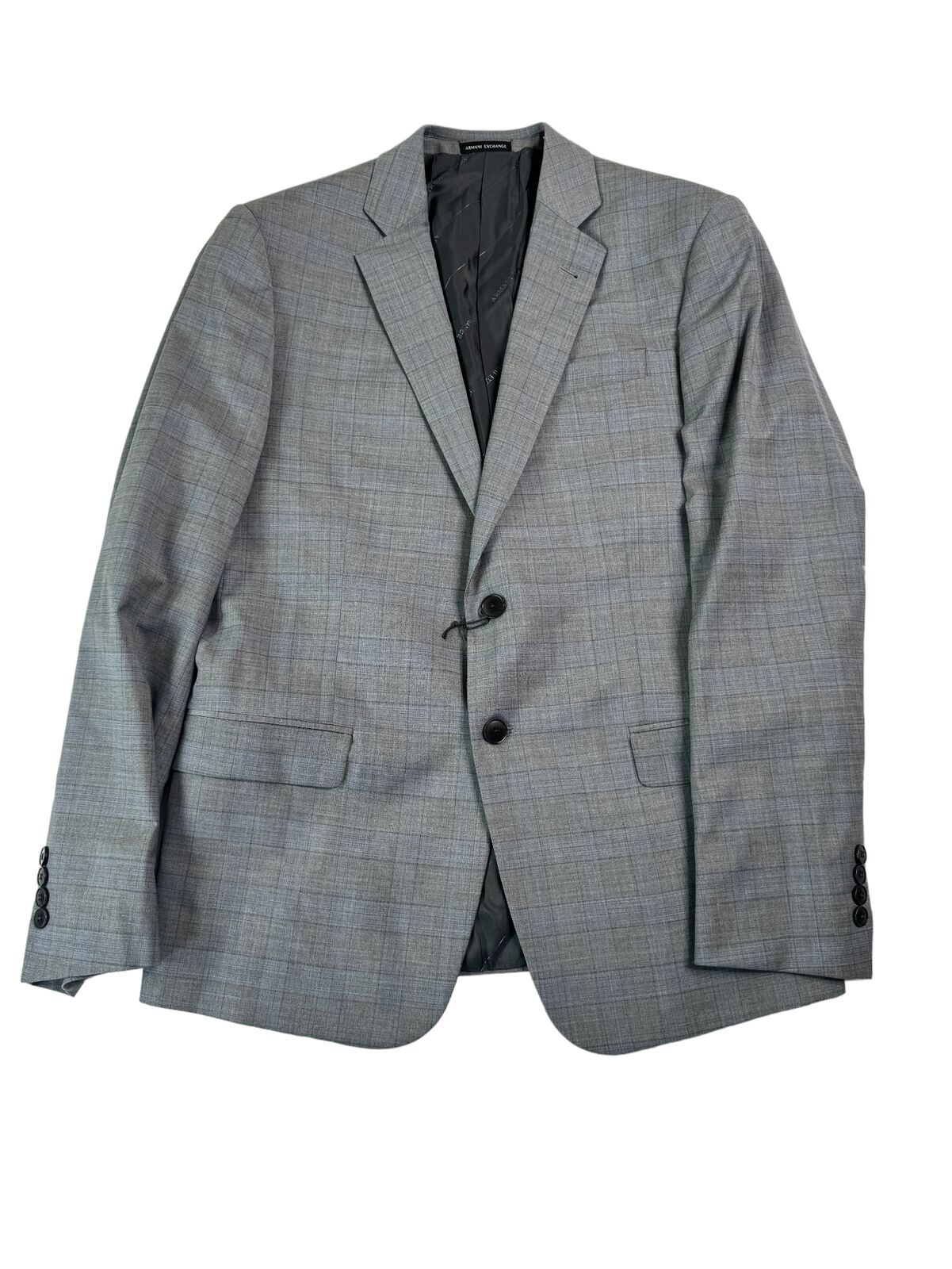 AX Armani Exchange Men\'s Slim-Fit Plaid Suit Jacket 42R Grey / Light Blue