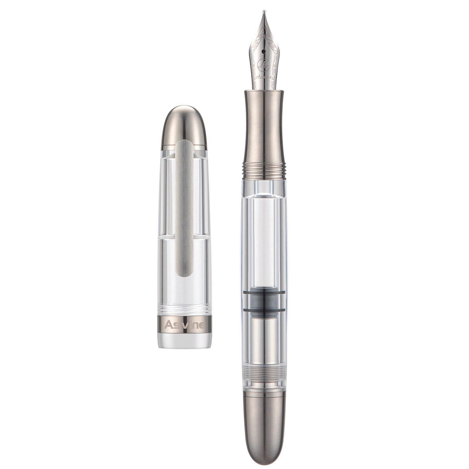 Asvine P36 Titanium Piston Fountain Pen EF/F/M Nib Transparent Acrylic Gift Pens