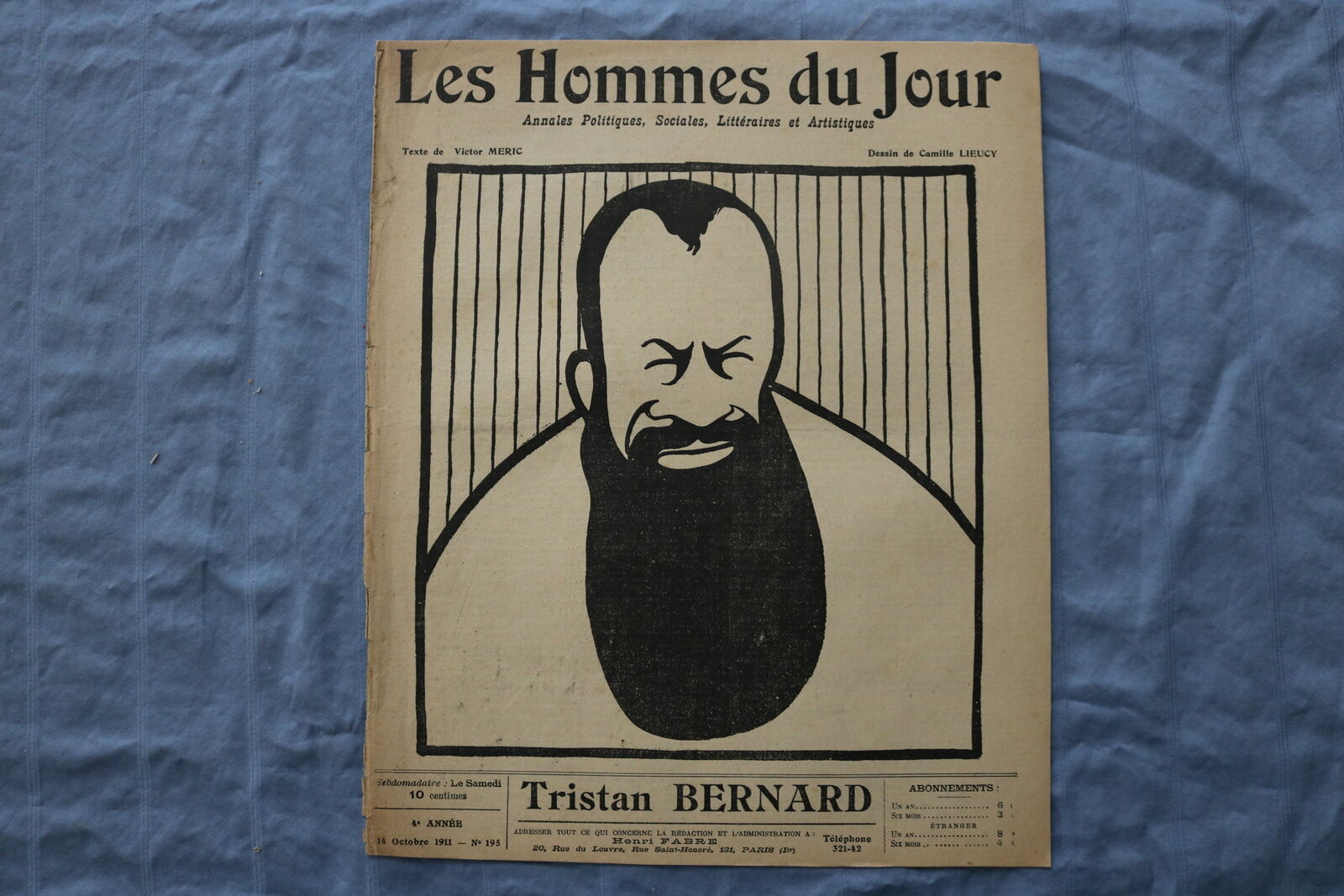 1911 OCTOBER 14 LES HOMMES DU JOUR MAGAZINE- TRISTAN BERNARD - FRENCH - NP 8642