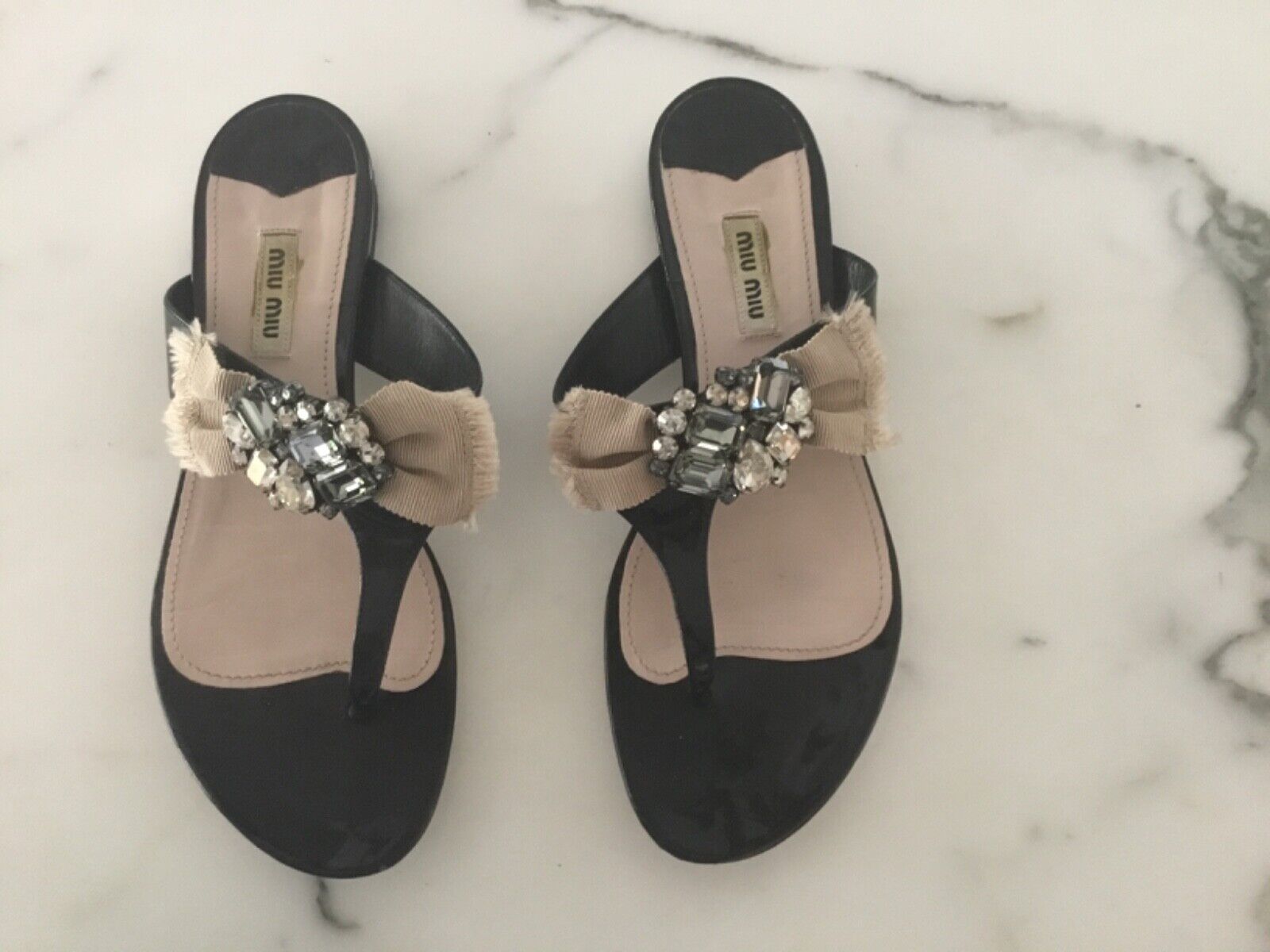 Miu Miu Women\'s flat sandals  with crystals Size US 8 - EU 38½