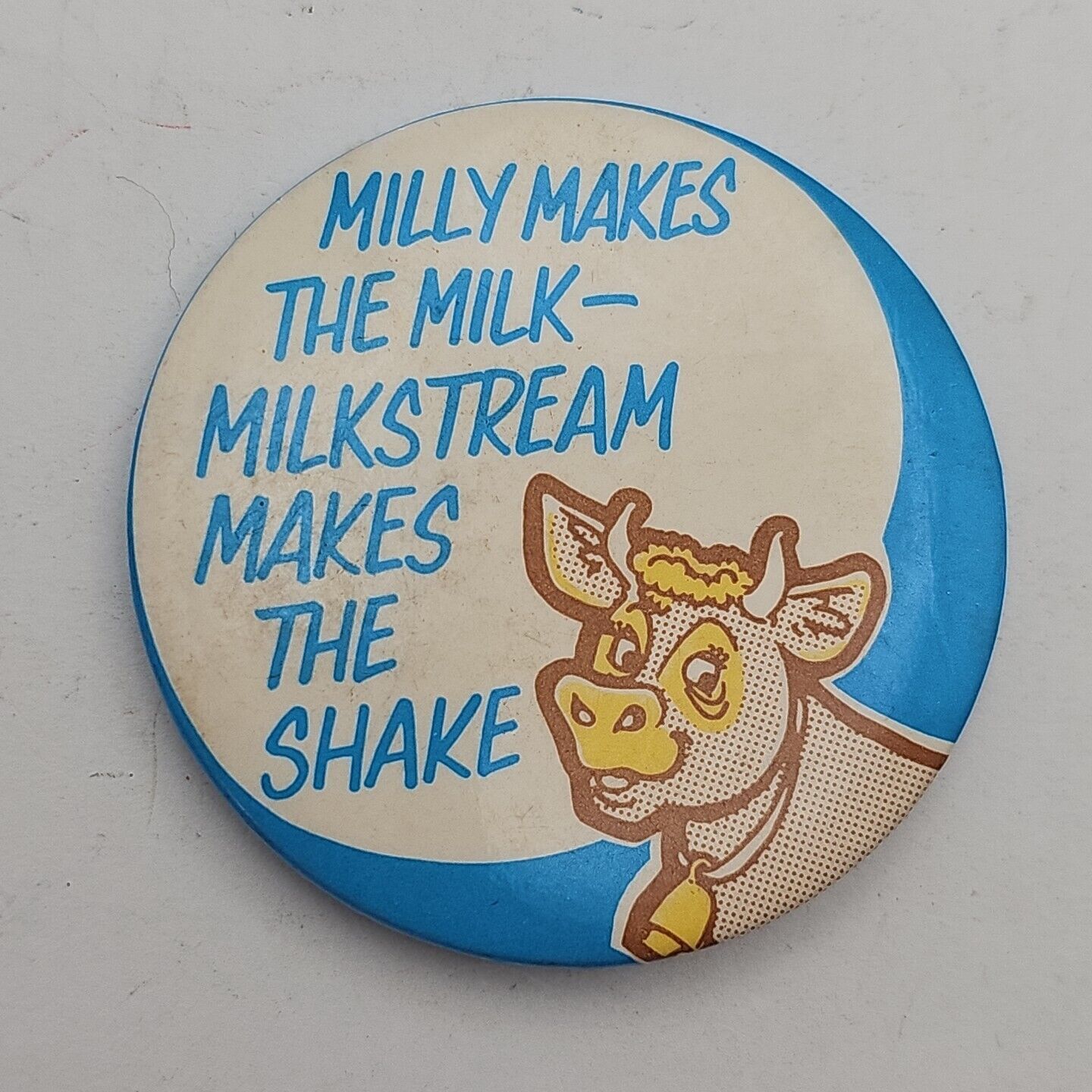 Vintage Milly Milk Milkstream Shake Badge 55mm Diameter