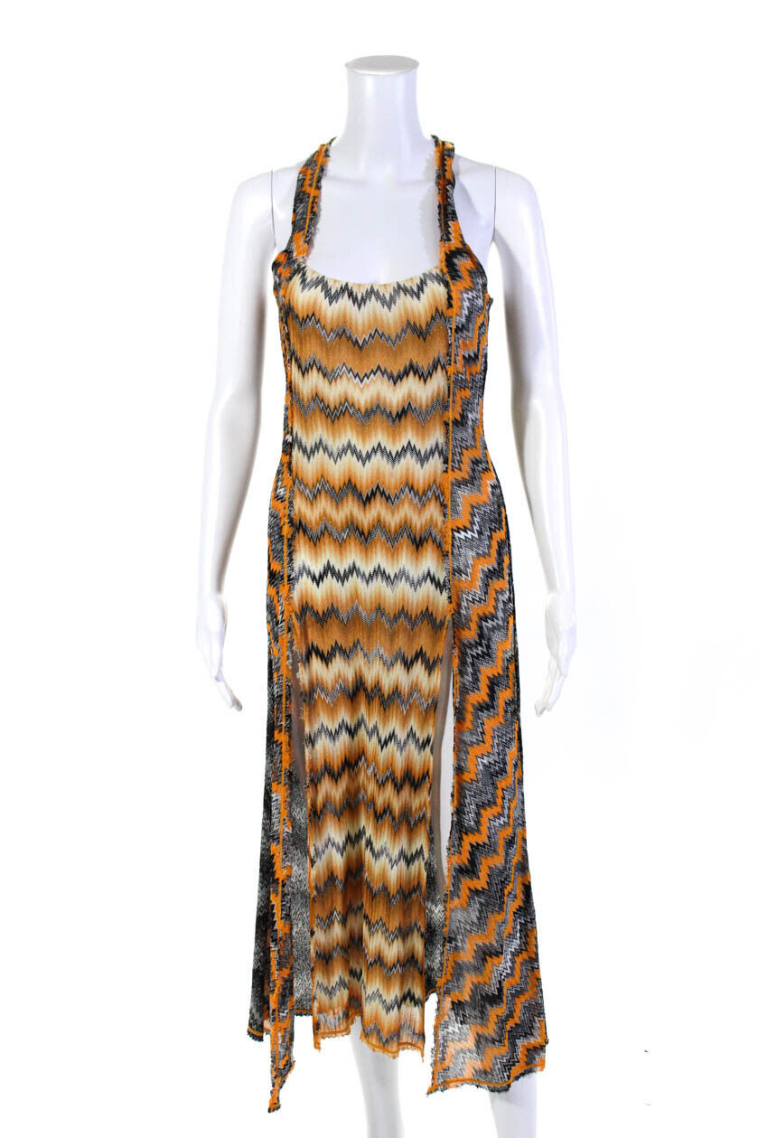 Missoni Mare Women\'s Sleeveless Front Slit Printed Midi Dress Multicolor Size 40