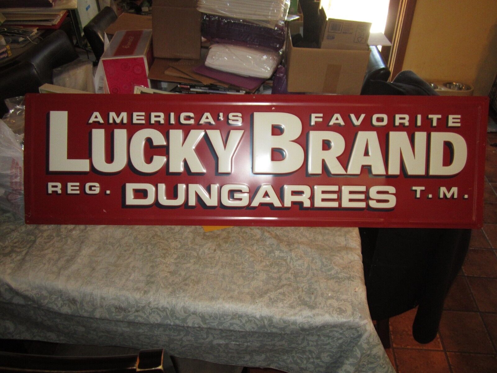 Lucky Brand Dungarees Advertising Metal Store Display Sign 48.5\