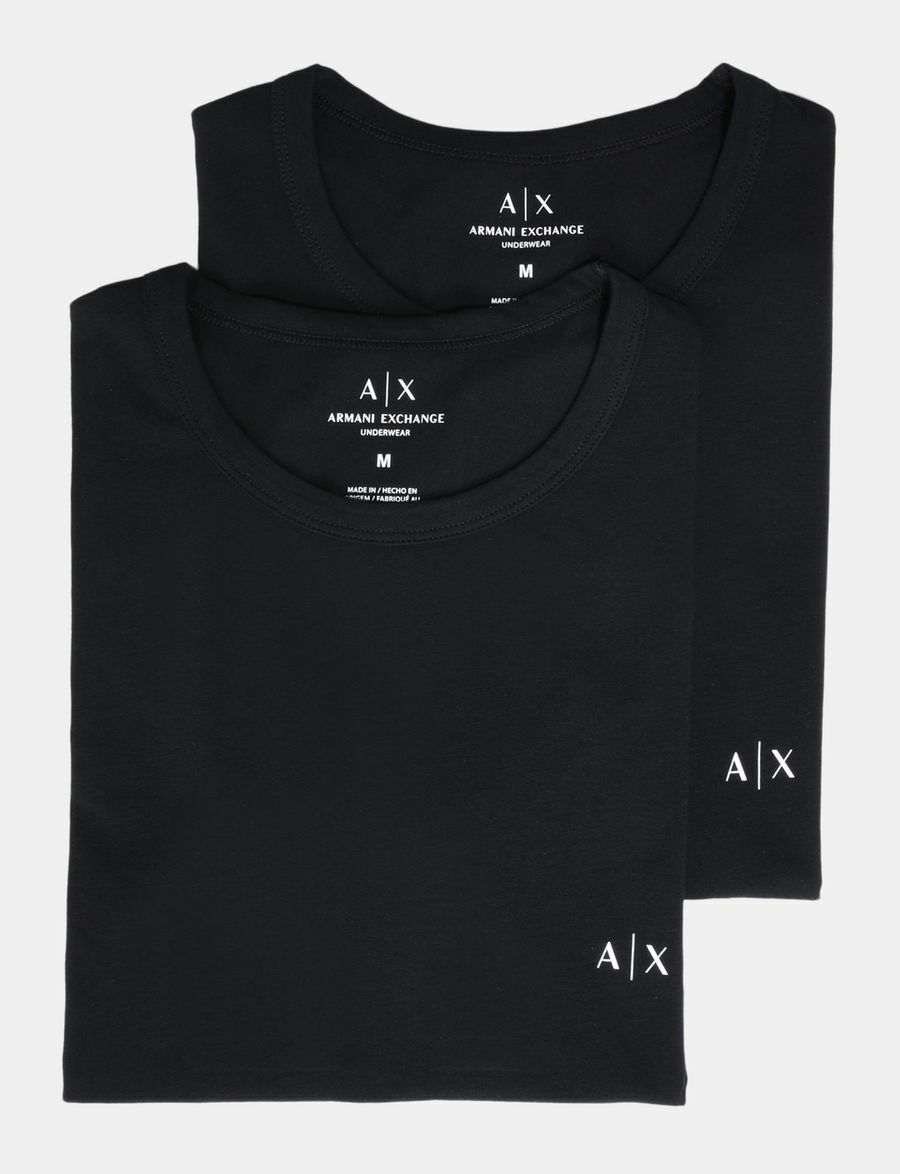 Armani Exchange Men\'s  2-Pack Logo Crewneck T-Shirt Black Size L