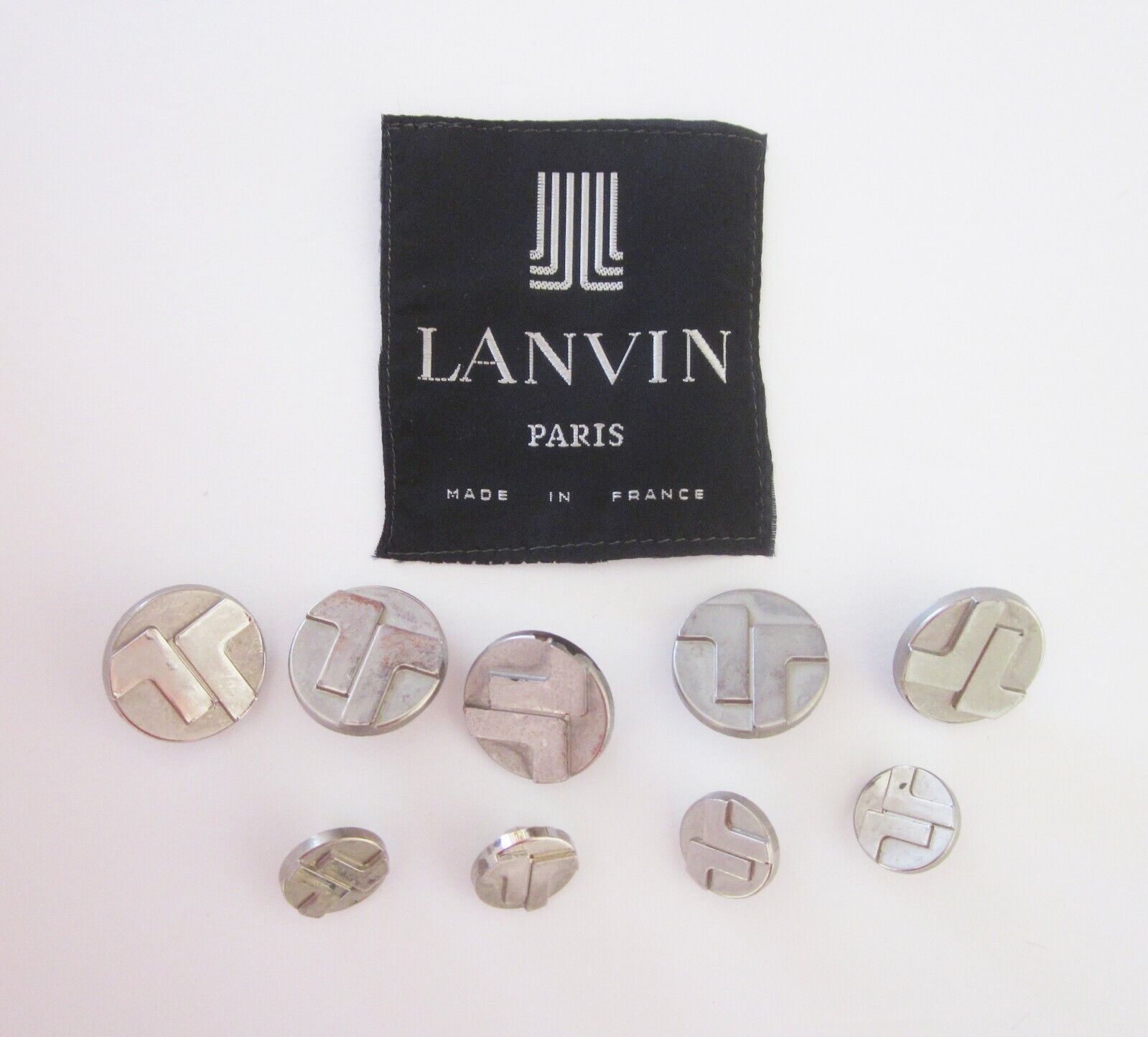 9 Lanvin Replacement Blazer Buttons Silvertone Initials Cuff & Jacket