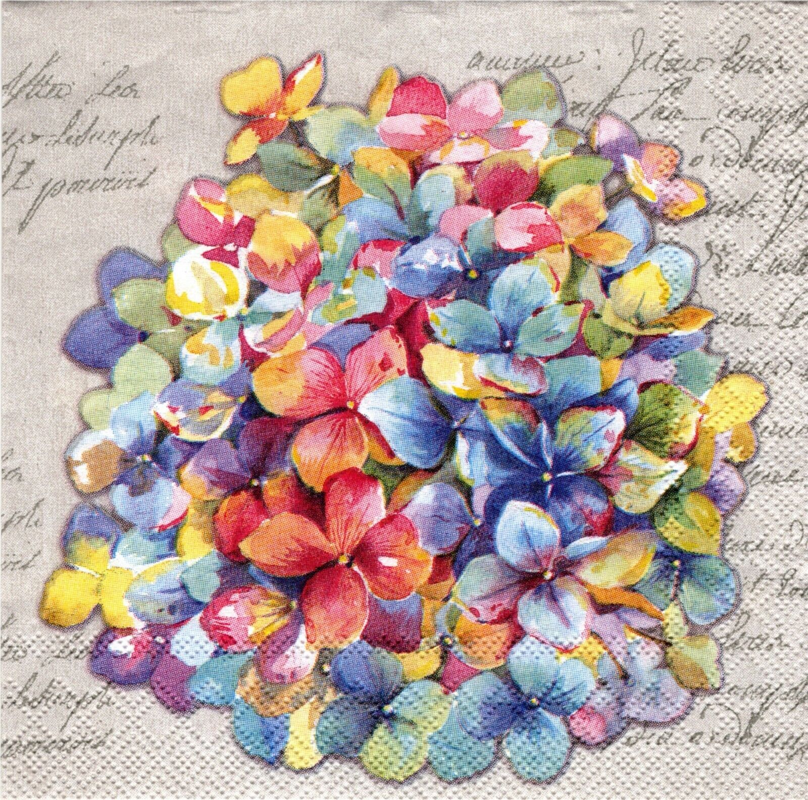 (2) Paper Beverage Napkins for Decoupage/Mixed Media - Pricey Linen Hydrangeas