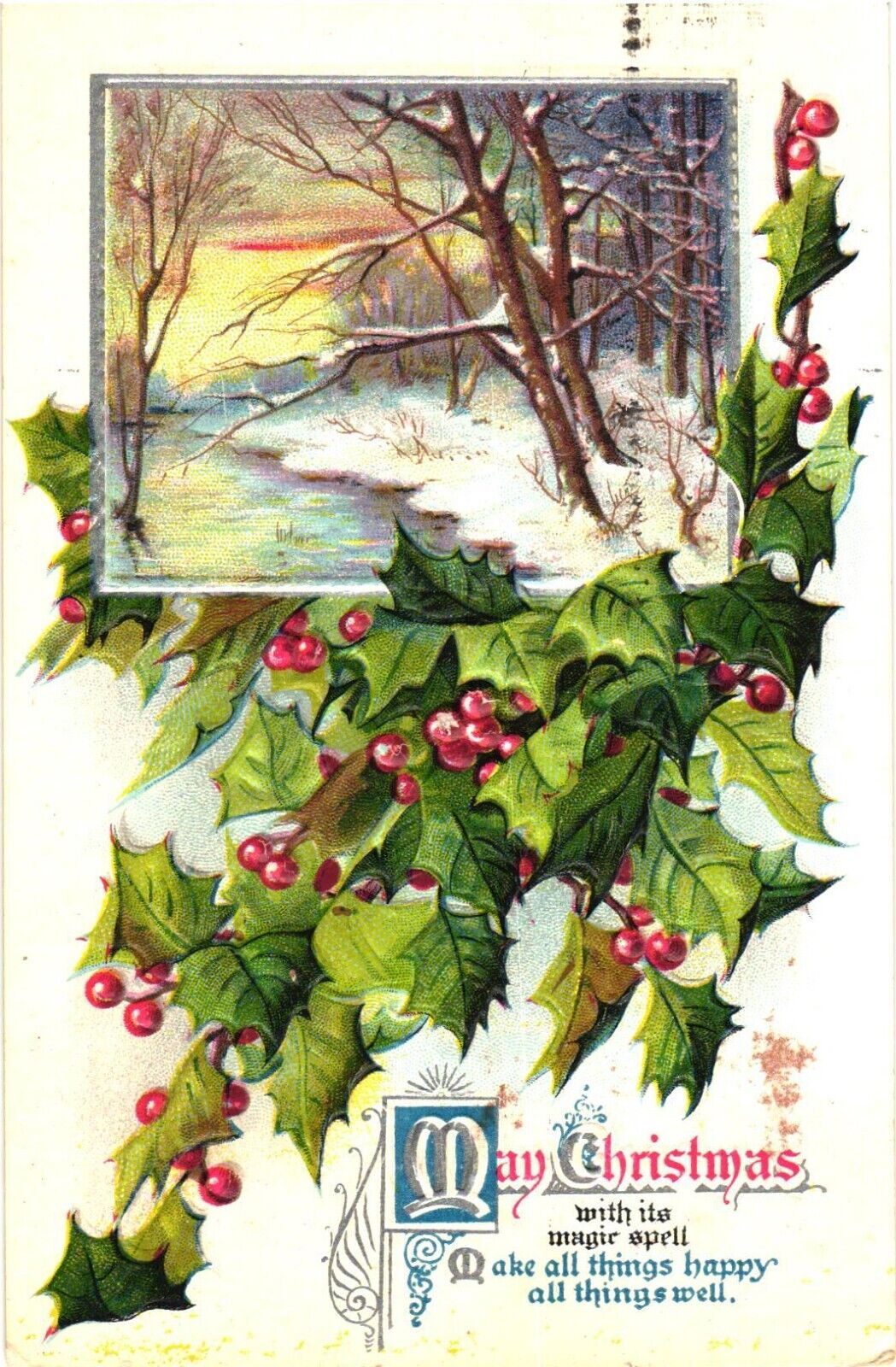Lake In Winter, May Christmas, Make All Things Happy All Things Well Postcard