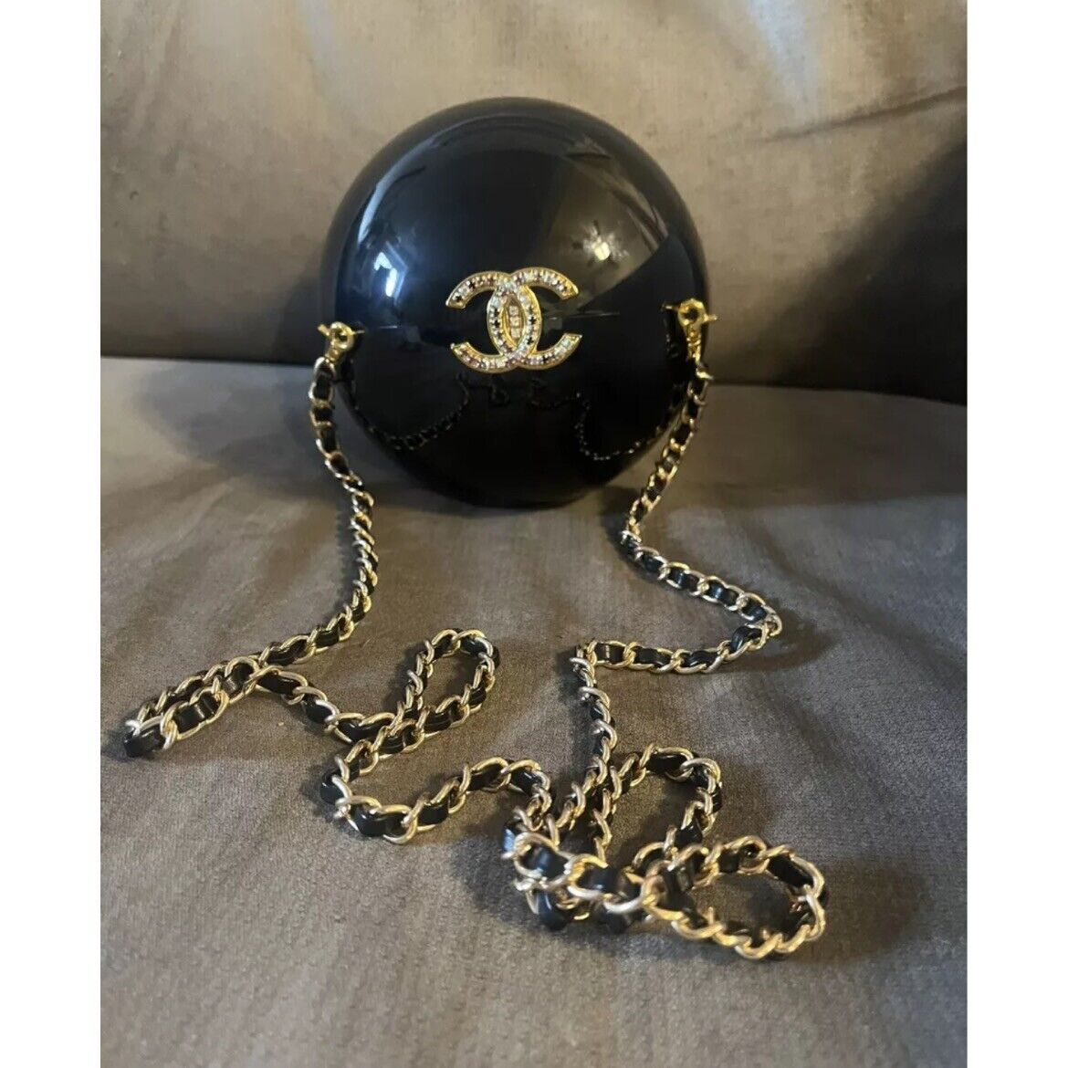 NIB Chanel 2016 RARE Black Minaudiere Sphere Clutch Crossbody Bag CC