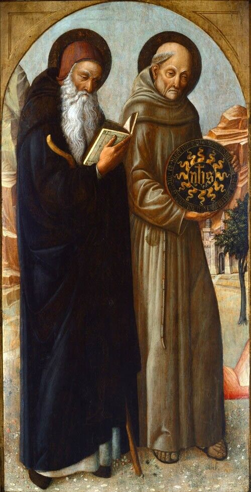 Oil Saint-Anthony-Abbot-and-Saint-Bernardino-of-Siena-1459-Jacopo-Bellini-oil 48