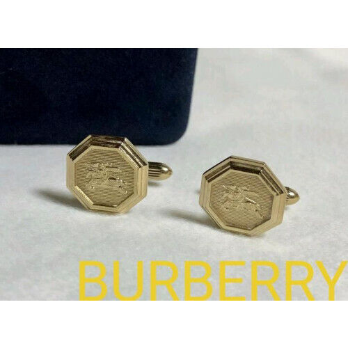 Authentic rare Burberry Knight logo Horse striped cuffs Heritage buttons