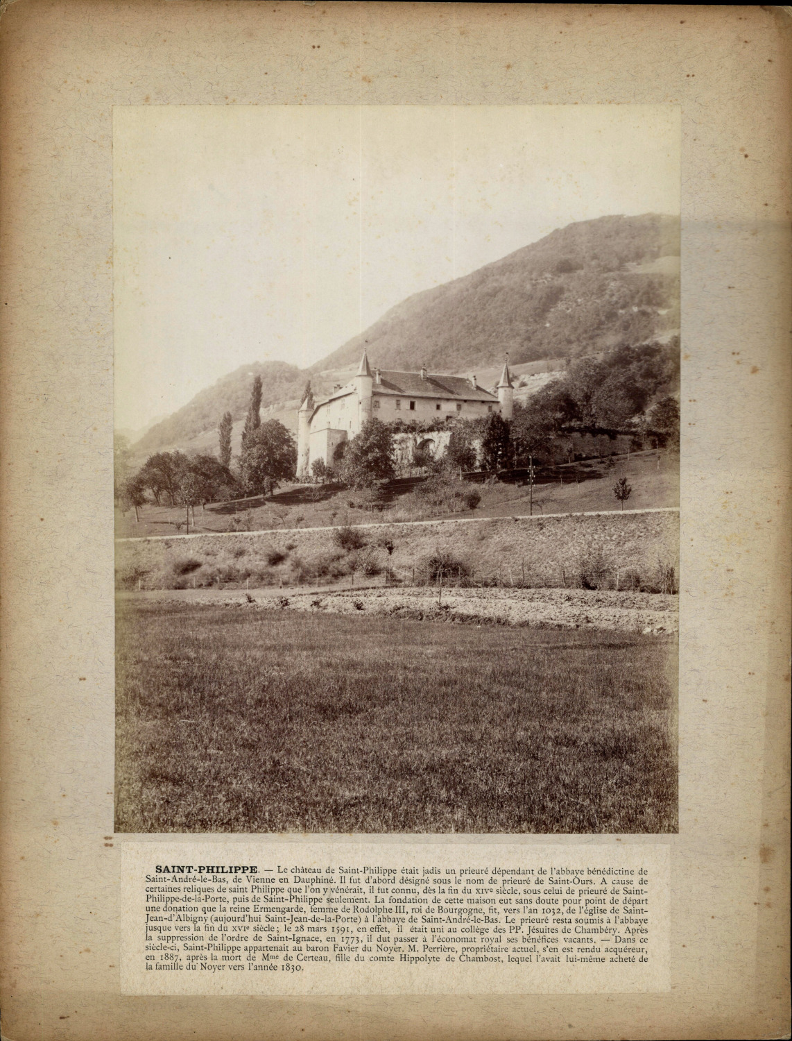France, Saint-André-le-Bas, Château de Saint-Philippe vintage albumen print Ti