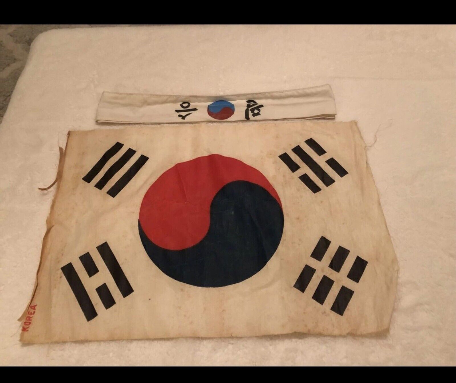 Vintage 1950s Korean War Flag South Korea Plus Head Band