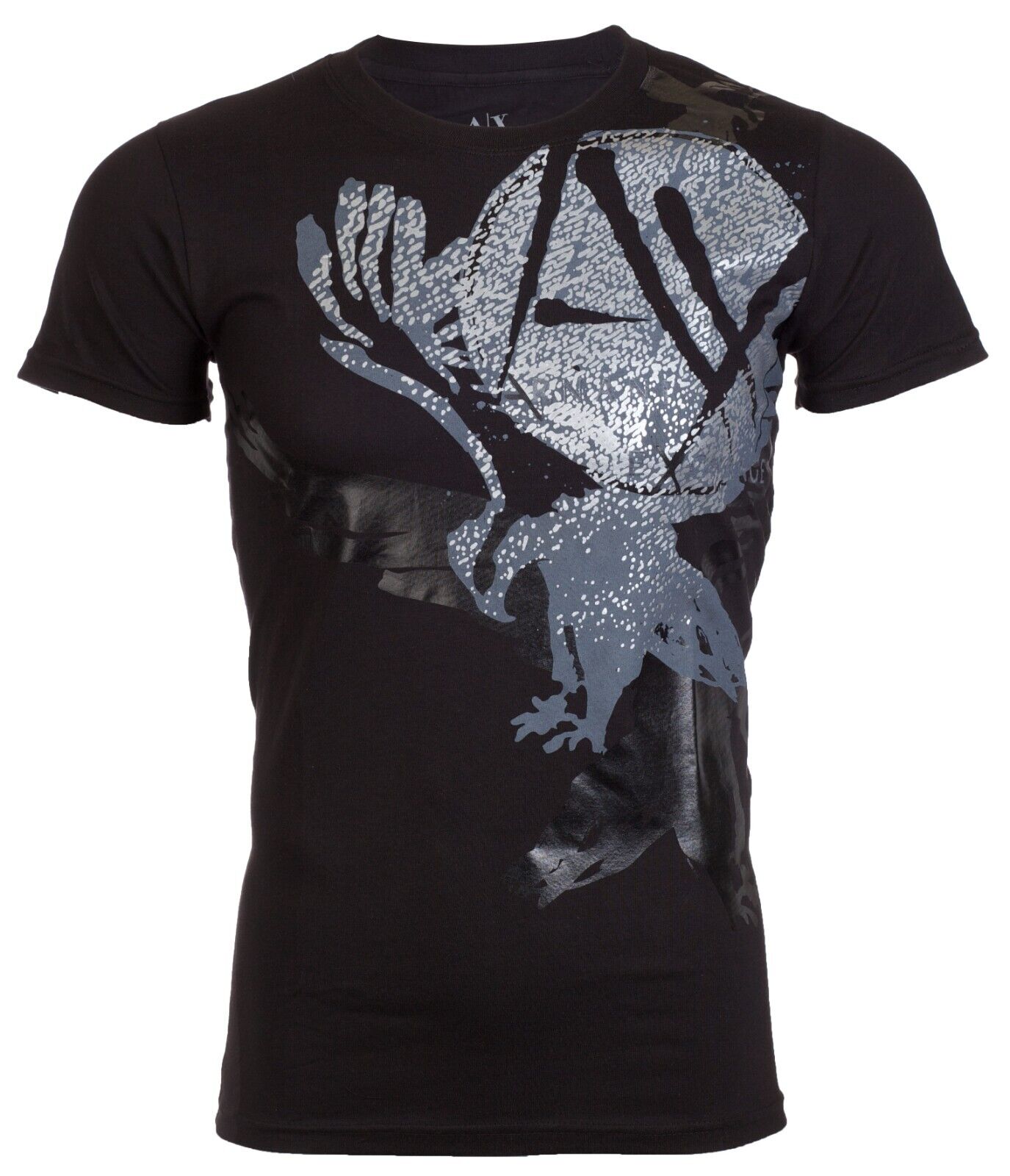 $50 ARMANI EXCHANGE Black EAGLE Short Sleeve Slim Fit Designer T-shirt NWT