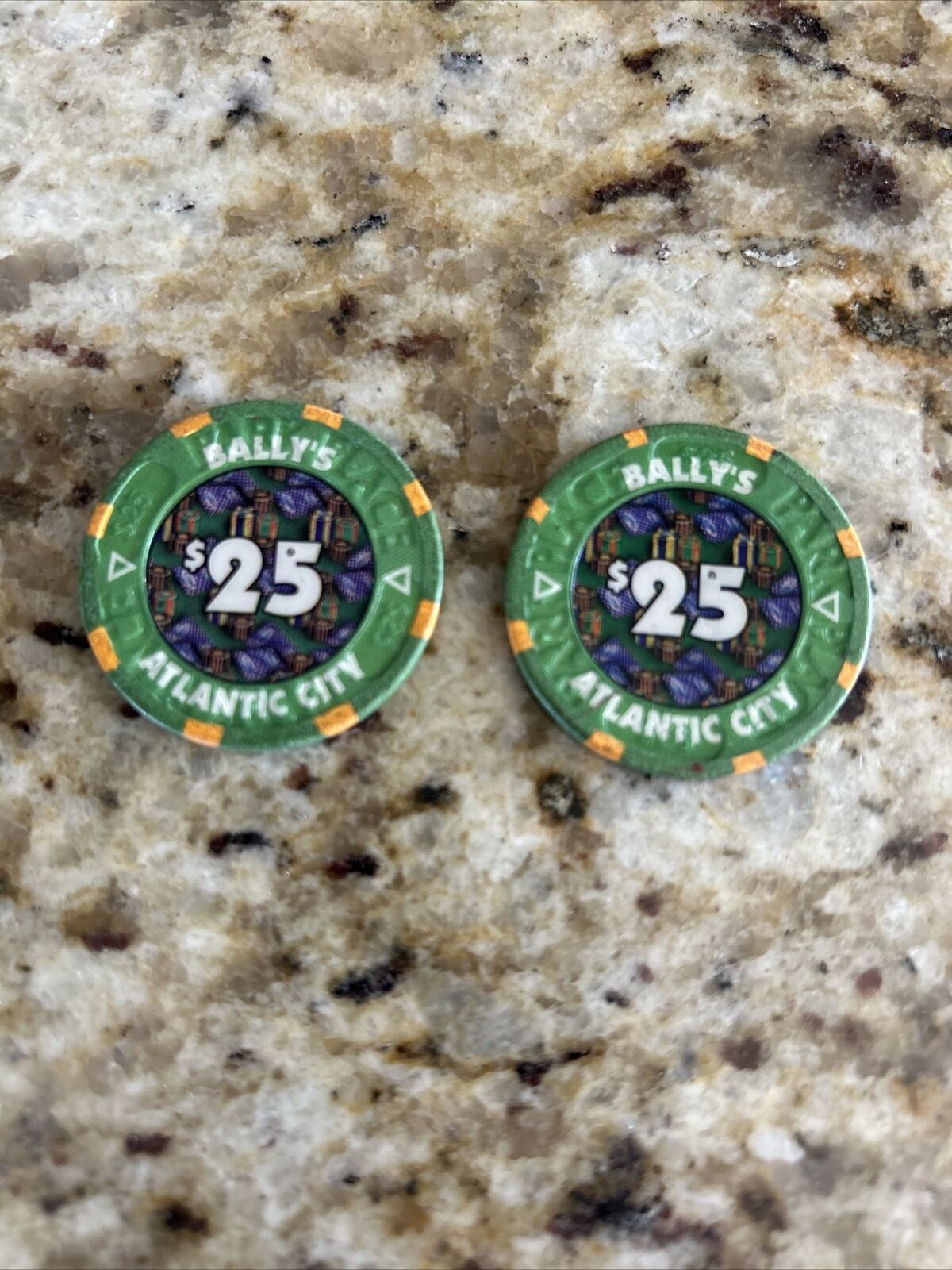 (2) $25 Bally’s Atlantic City New Jersey Casino Chips Authentic