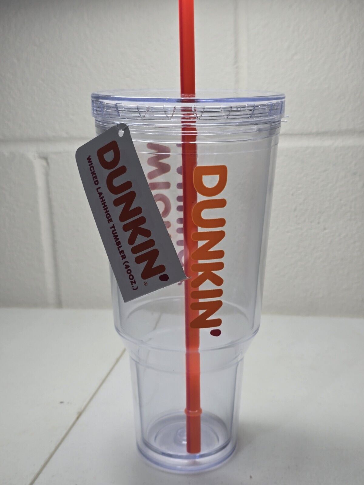 Dunkin’ Donuts 2024 Wicked Lahhhge Large Acrylic Travel Tumbler Cup 40oz Huge