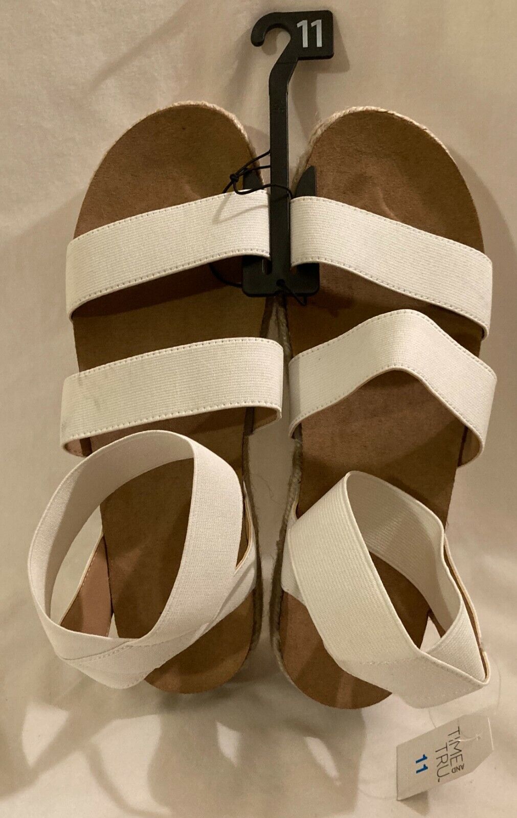 Womens Sandals White Elastic Material Comfort Shock Size 11 New