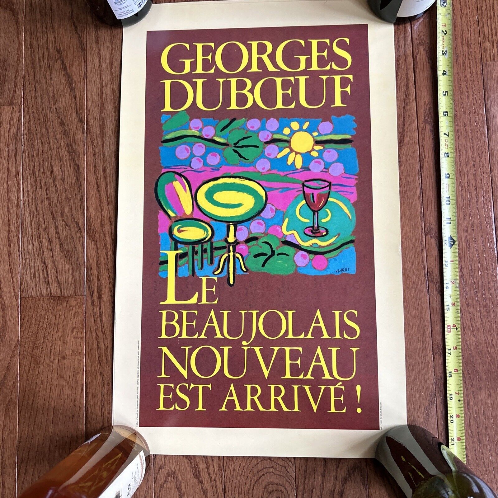 Vintage Georges Duboeuf Beaujolais Nouveau Est Arrive Wine Poster 1980’s