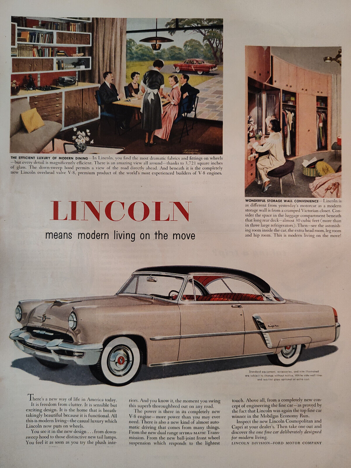 1952 September Holiday Advertisement LINCOLN Means Modern Living on the Move